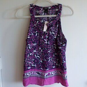 Ann Taylor Blouse - Sleeveless - Black/Pink Floral - Large Petite NWT(543)
